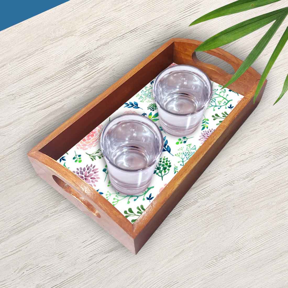 Wooden Kitchen Trays with Handles Set of 3 for Tea Coffee Serving - Image 3