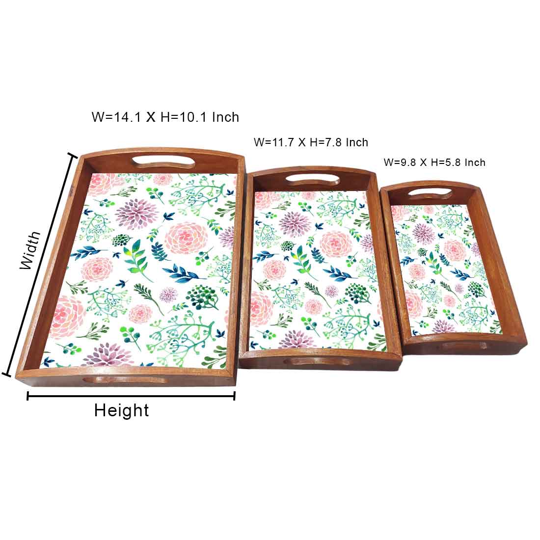 Wooden Kitchen Trays with Handles Set of 3 for Tea Coffee Serving - Image 5