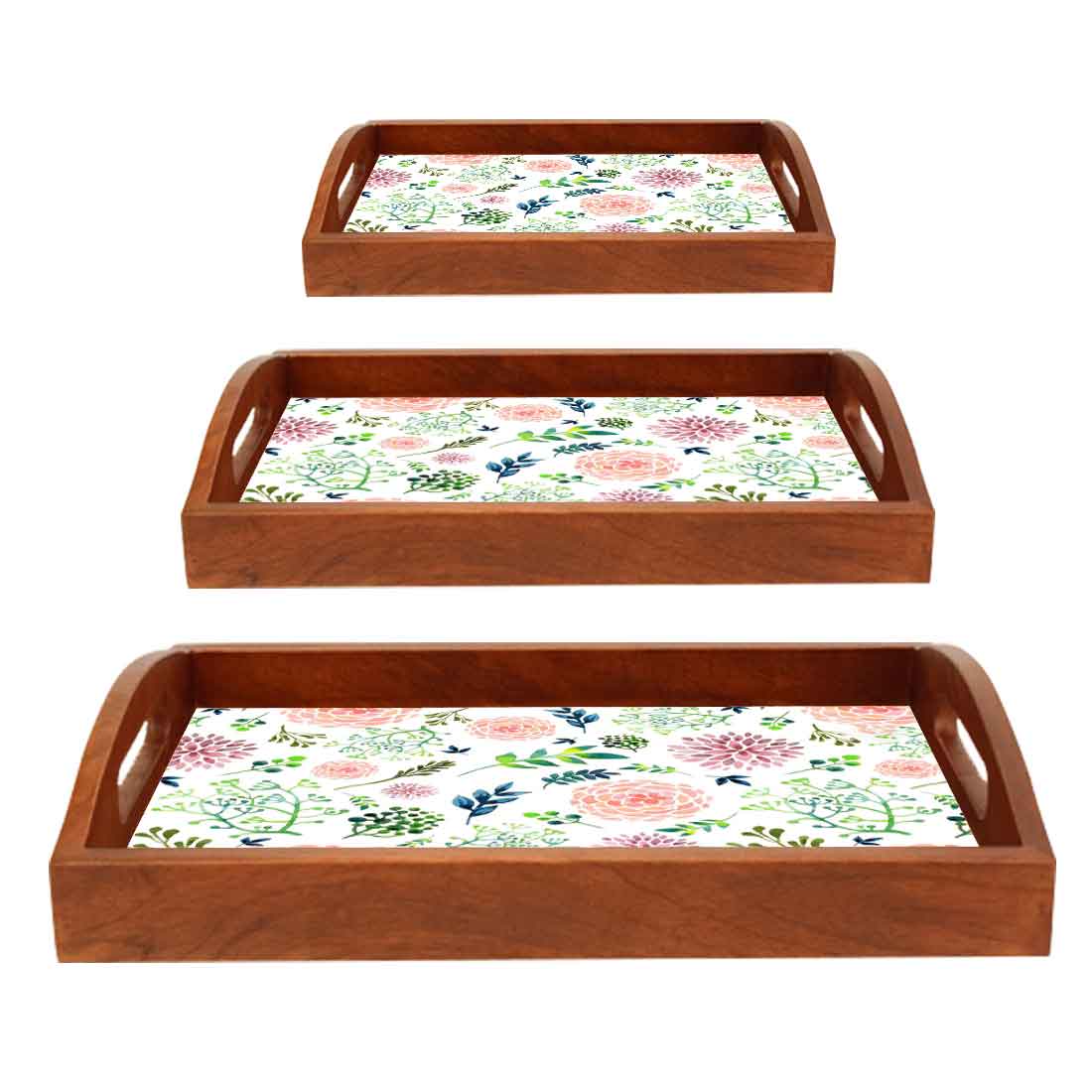 Wooden Kitchen Trays with Handles Set of 3 for Tea Coffee Serving - Image 6