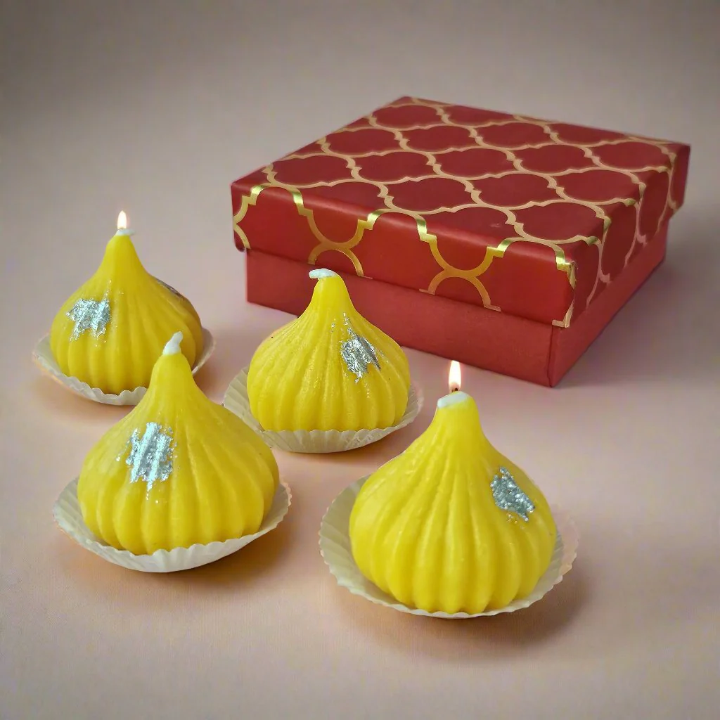 Ganesha Light Led Lamp Idol For Home With Modak Candles & Lamp; Pen - Ganesh Chaturti Gifts - Image 5