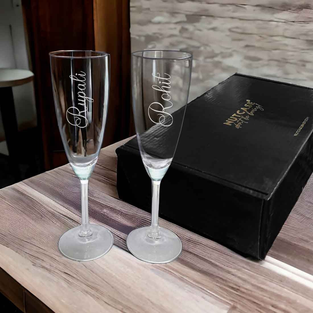 Champagne Glass Set for Couple with Gift Box - Image 2
