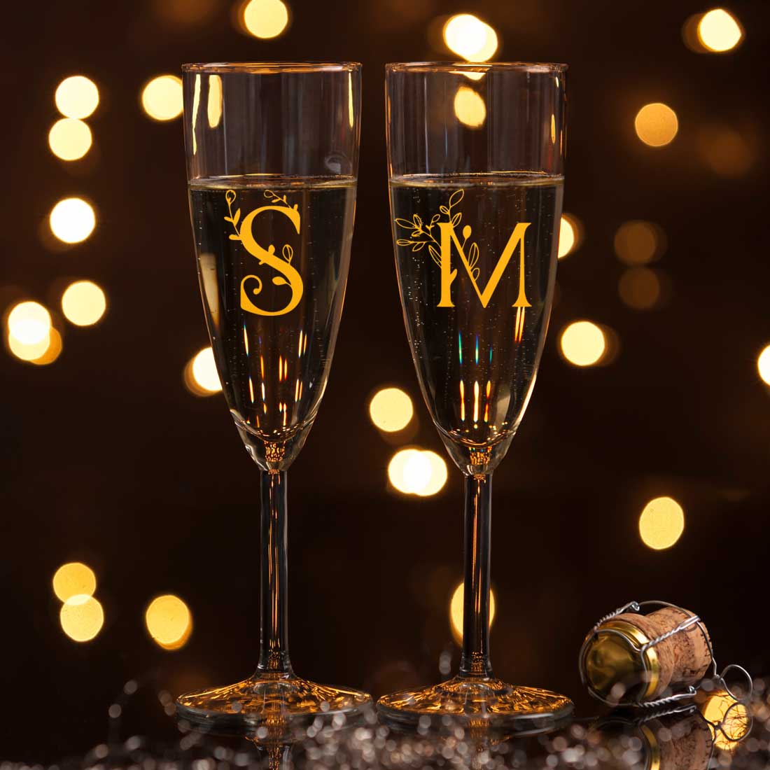 Personalized Champagne Glass Set of 2 Gift Box for Couples - Black Boxes Available - Image 9