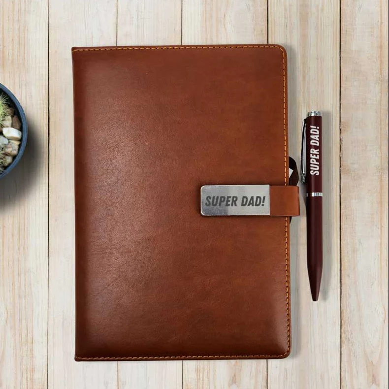 Gift for Dad Custom Diary with Engraved Pen Set-Fathers Day Gifts