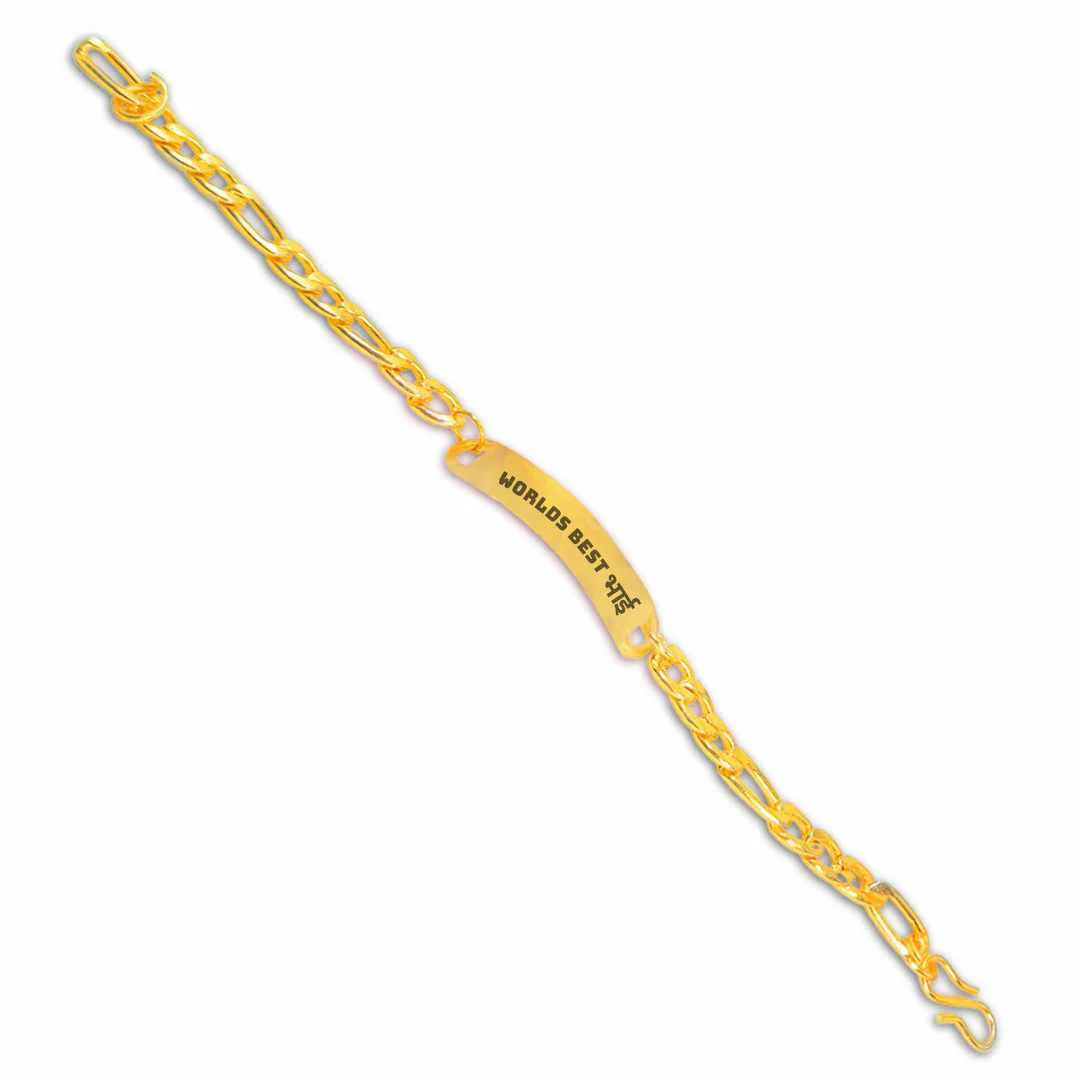 Gift for Raksha Bandhan Fashion Bracelet With Engraving Unique Rakhi Gifts For Brother -Black Rhodium/Gold Plated -Worlds best भाई - Image 10