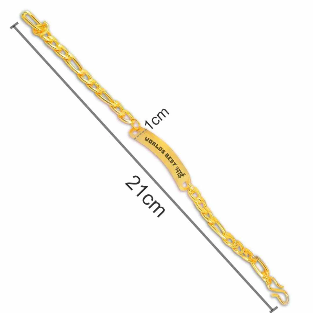 Gift for Raksha Bandhan Fashion Bracelet With Engraving Unique Rakhi Gifts For Brother -Black Rhodium/Gold Plated -Worlds best भाई - Image 8