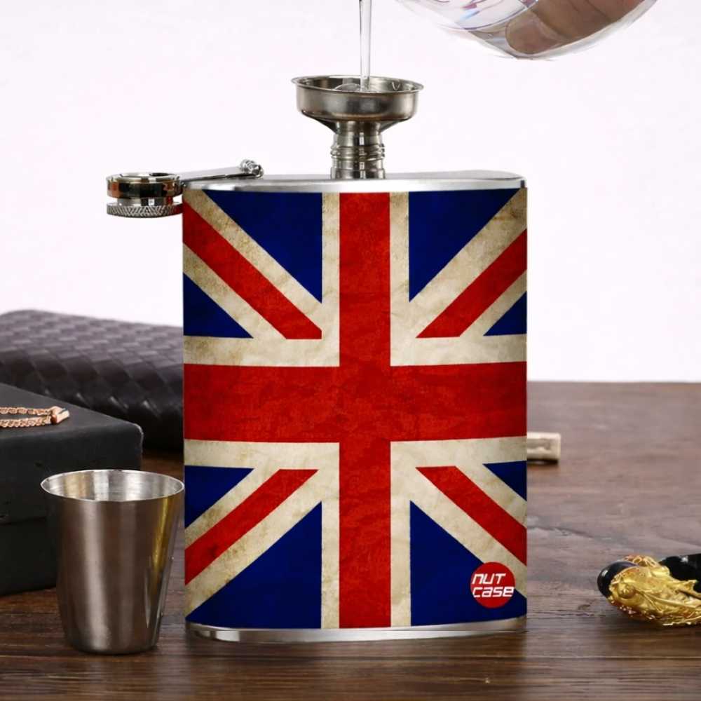 Hip Flask - Vintage Union Jack British Flag - Image 2