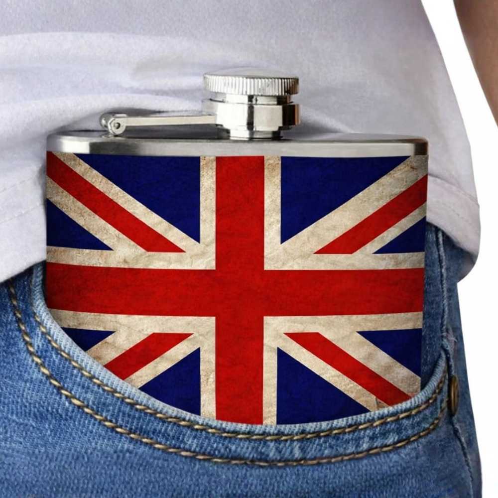 Hip Flask - Vintage Union Jack British Flag - Image 3