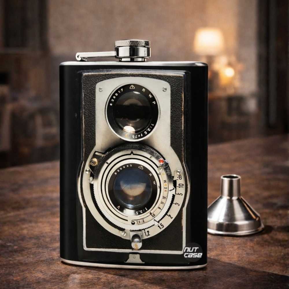 Hip Flask - Retro Vintage Camera