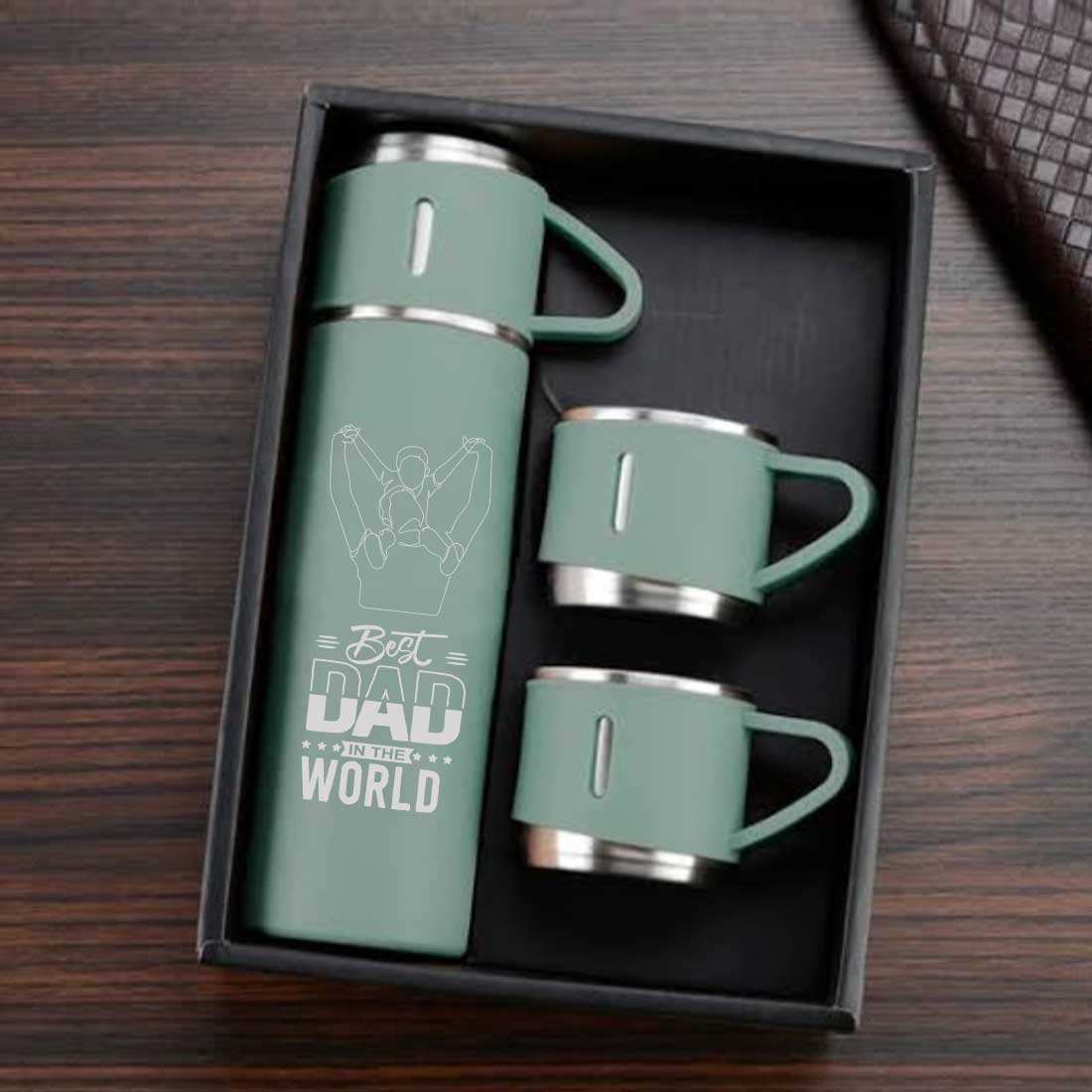Gifts for Dad Travel Thermos With 2 Cups Gift Set Box - World Best Dad