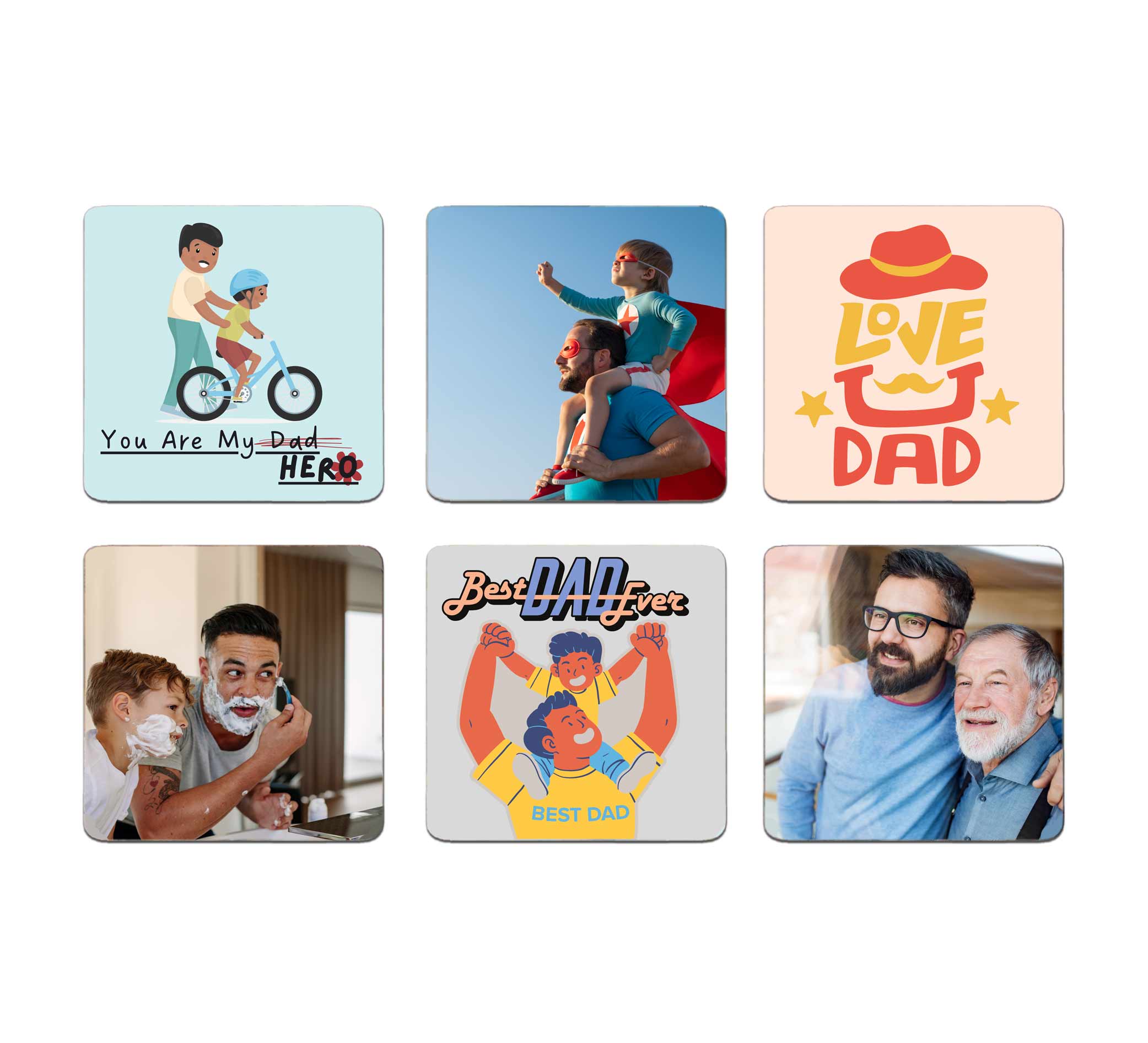 Gifts for Father Personalized Photo Magnet Collage Set Of 6 - Image 2