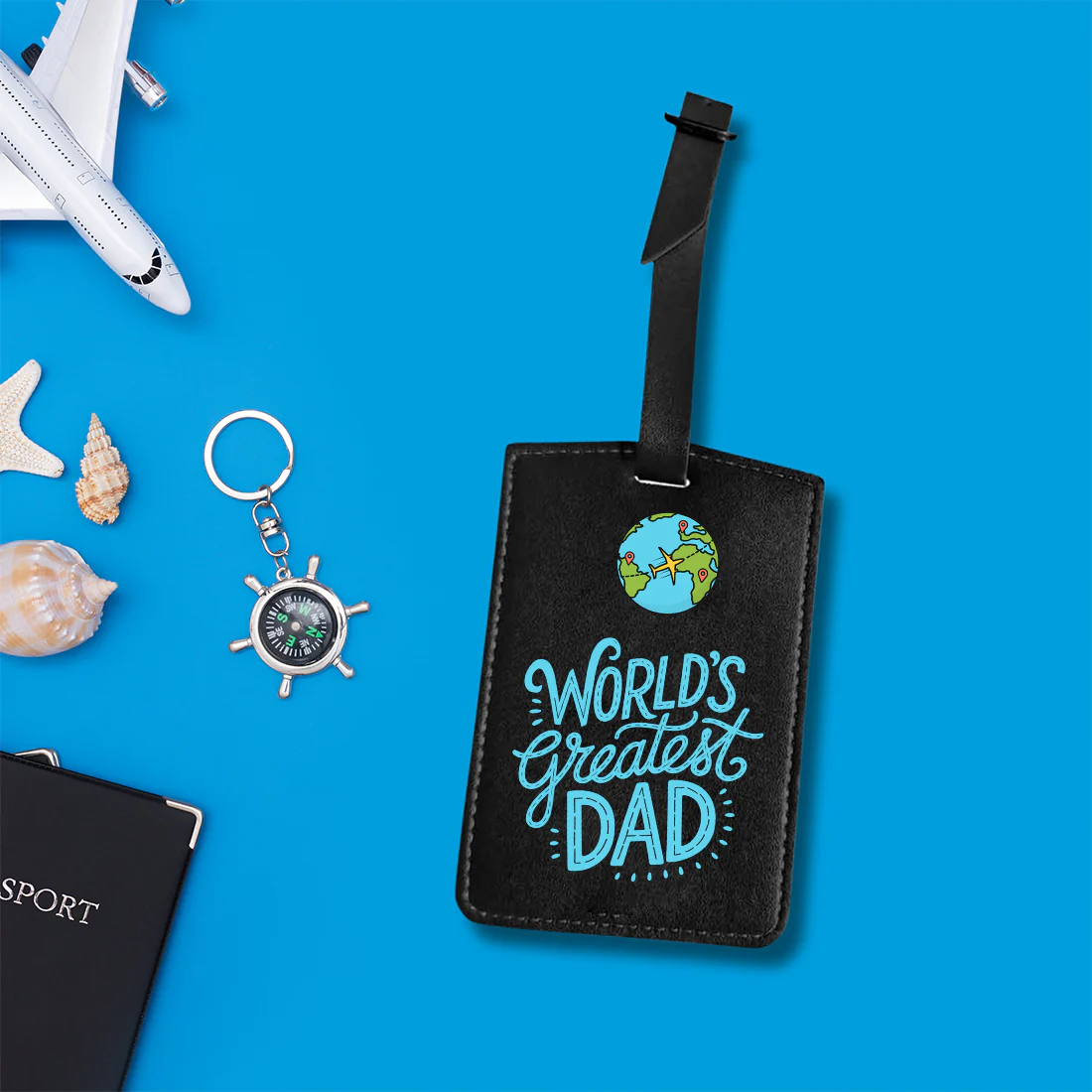 Gifts for Father's Day Travel Set, PU Leather Pouch, Passport Cover and Luggage Tag, World's Greatest Dad Design - Image 2