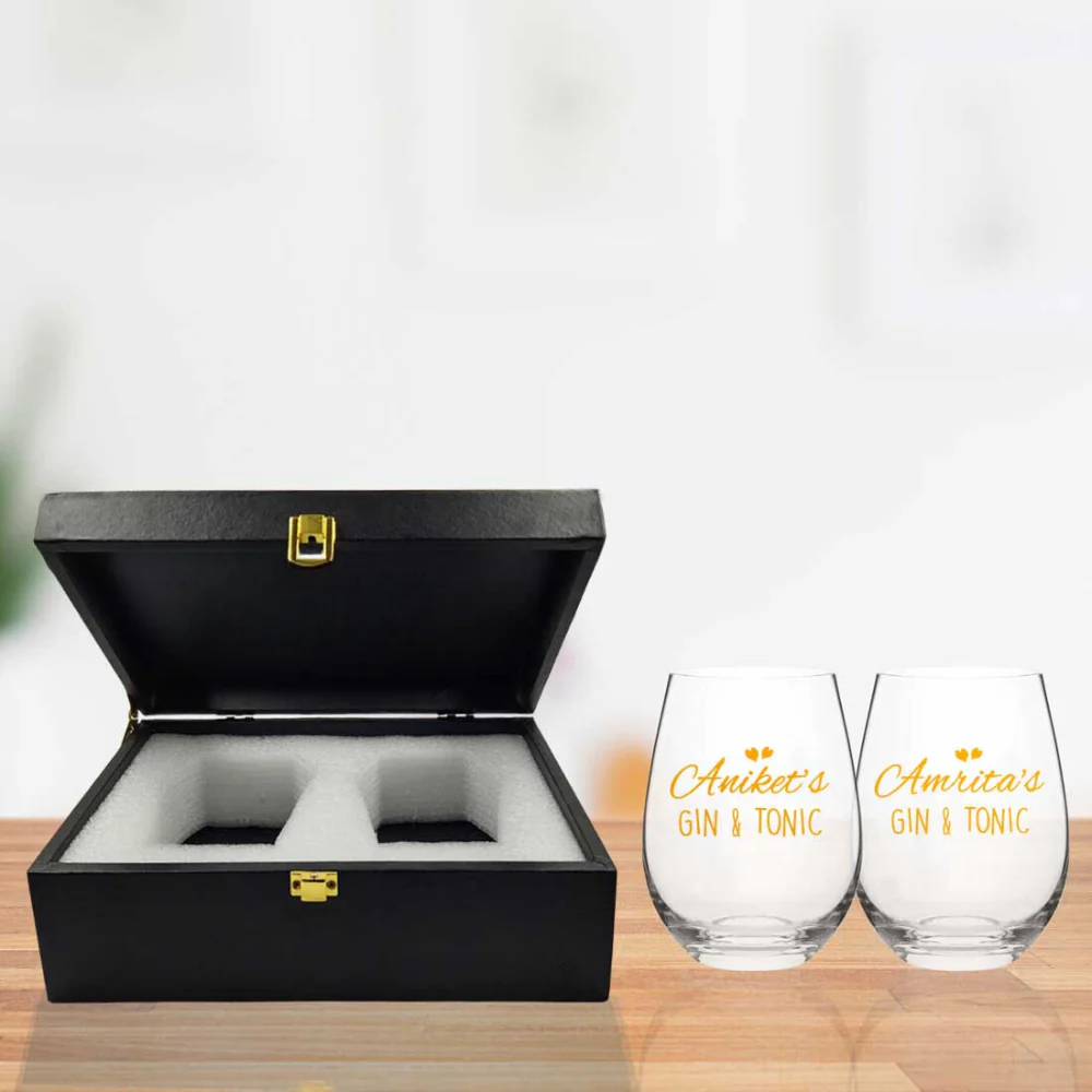 Customized Gin And Tonic Glasses Set of 2 With Gift Box - Image 2