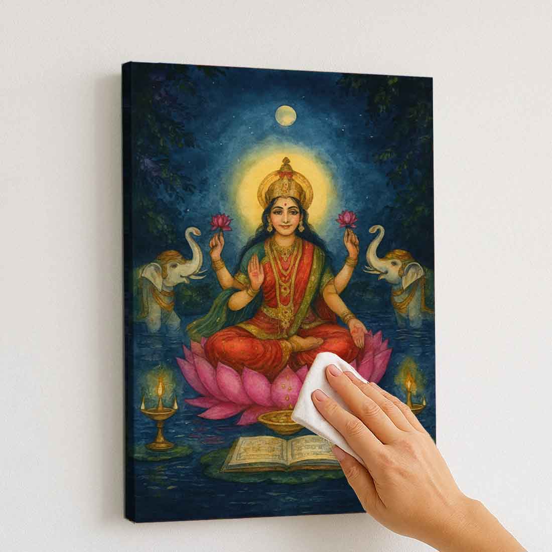 God Lakshmi Photo Frame with Built in LED-Laxmi Devi Light Wall Art - Image 5