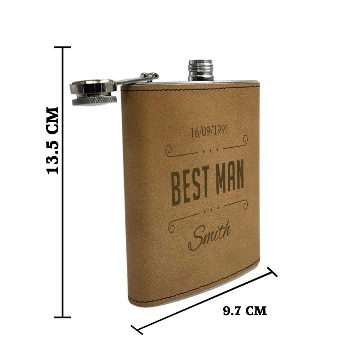 Personalized Groomsmen Gifts PU Leather Hip Flask With Funnel - Best Man Bachelor Party Gift - Image 3