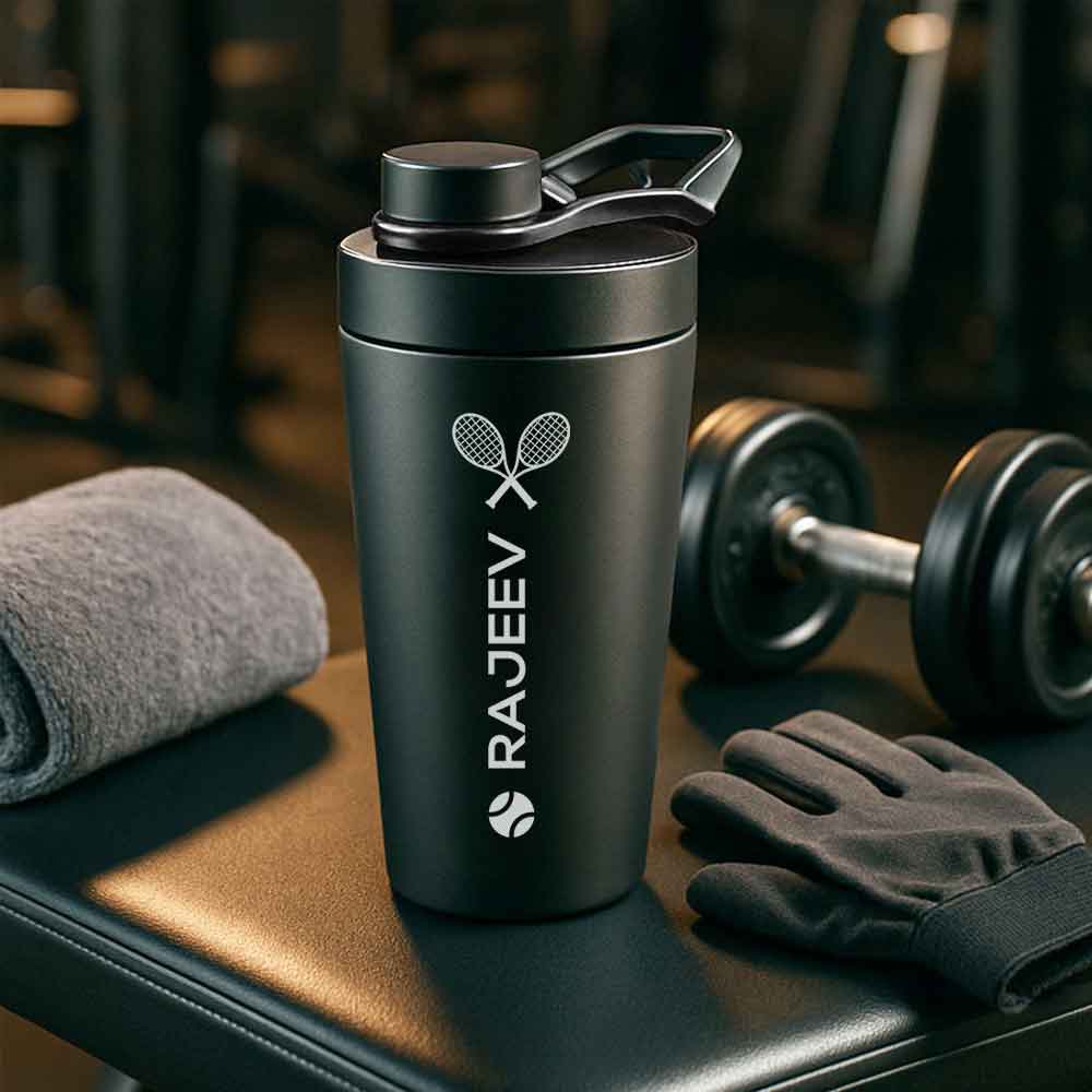 Personalised Gym Shaker Bottle for Protein Shakes Stainless Steel Mixer with Whisk Ball - Image 2