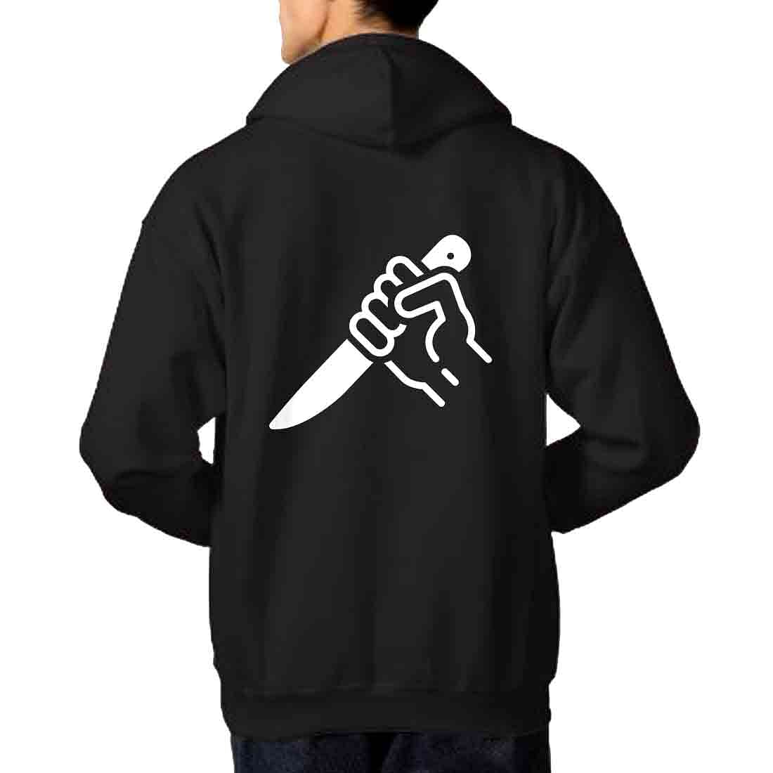 Nutcase Unisex Designer Black Hoodie Men Sweatshirt (Black) - Stab - Image 5