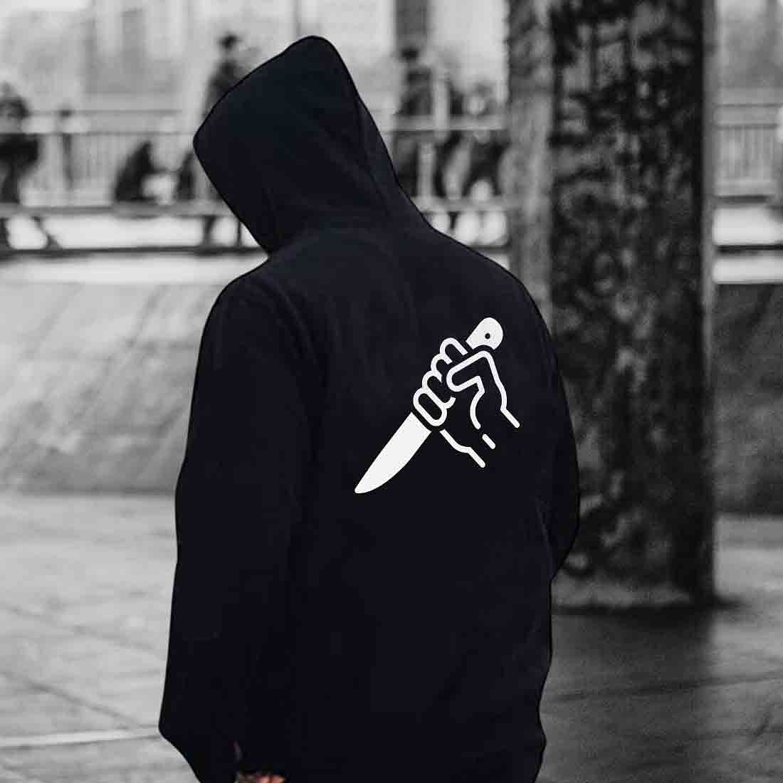 Nutcase Unisex Designer Black Hoodie Men Sweatshirt (Black) - Stab - Image 6