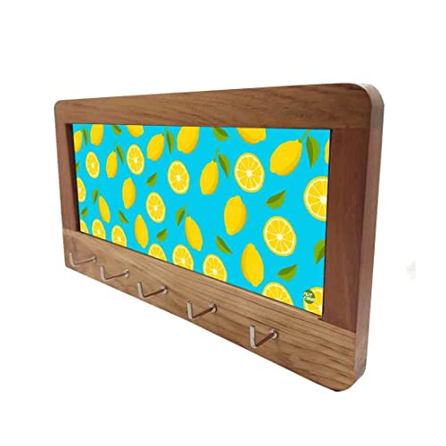 Wooden Key Holder for Wall Keys Hanger 5 Hooks - Lime Lemon - Image 4