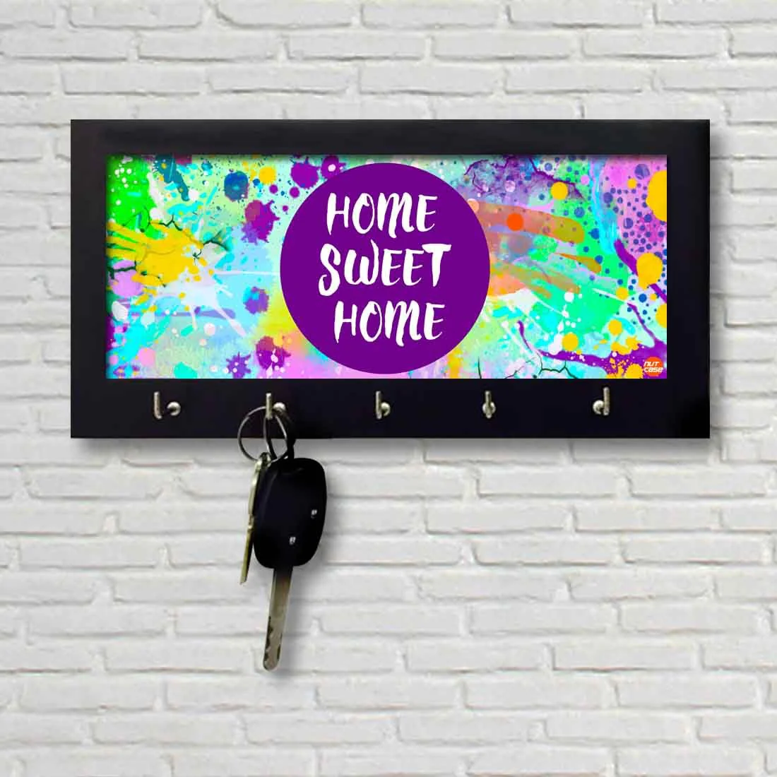 Key Holder Hanger For Wall - WATERCOLOR HOME SWEET HOME - Image 2