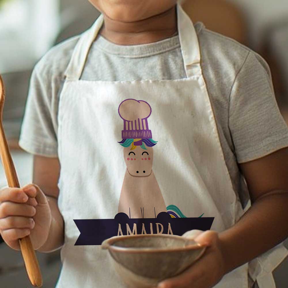 Personalized Kids Cute Chef Apron - Unicorn - Image 3