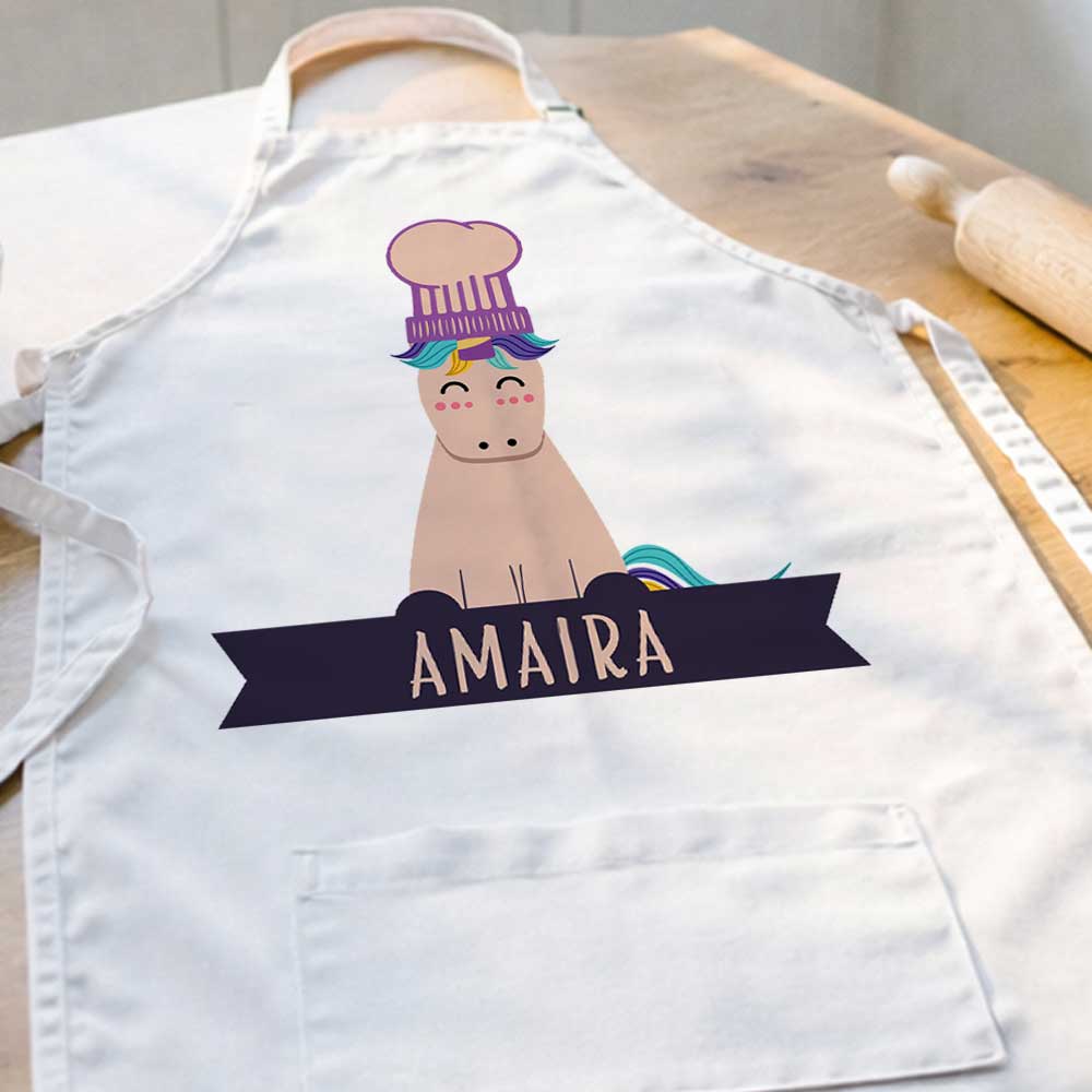 Personalized Kids Cute Chef Apron - Unicorn - Image 4