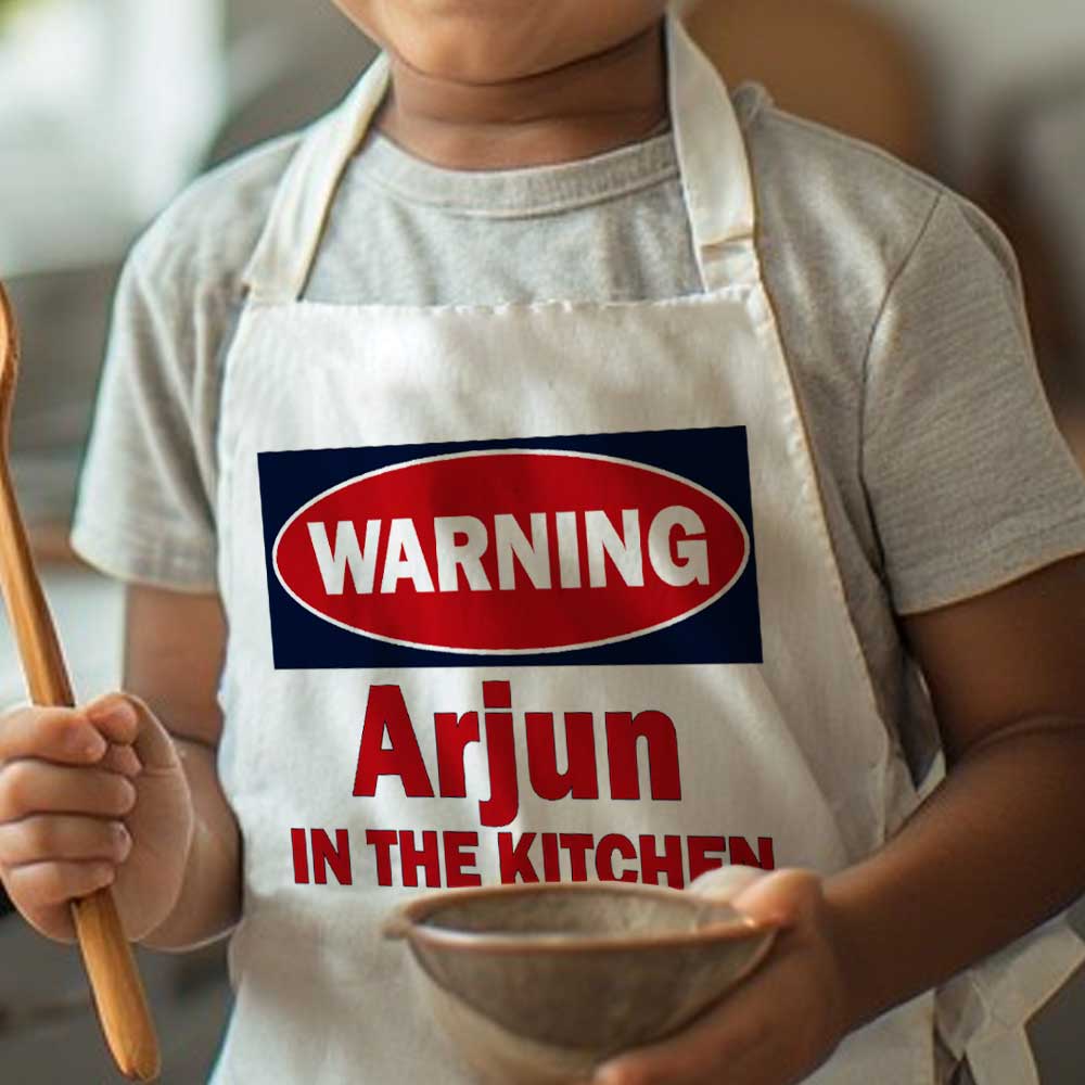 Customized Apron for your Kids - Warning - Image 3