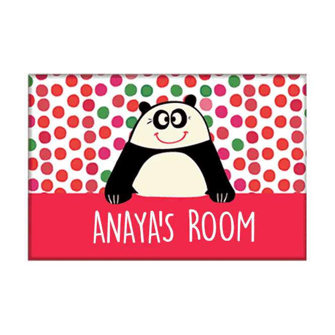 Custom-Made Kids Door Name Plate - Cute Panda - Image 2