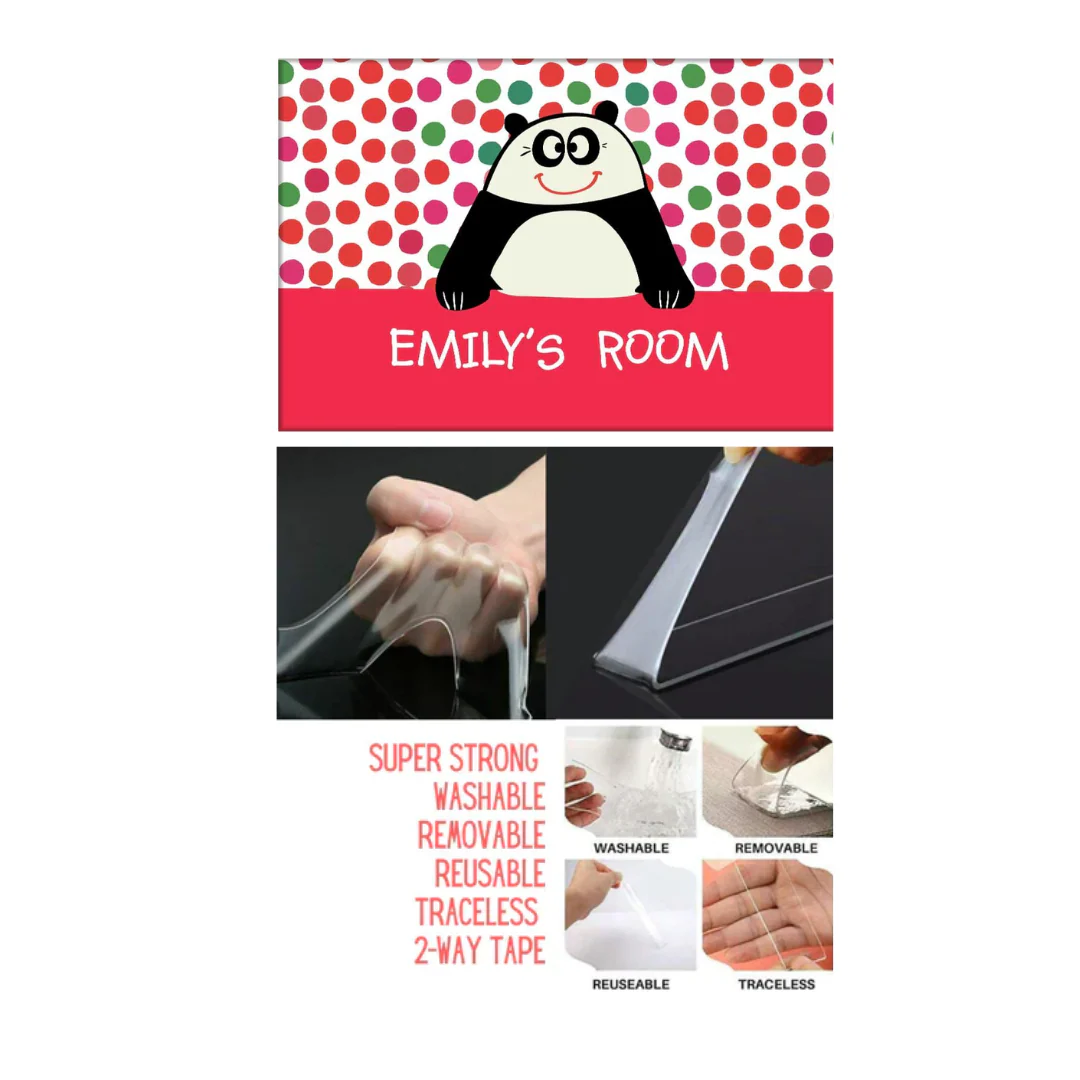 Custom-Made Kids Door Name Plate - Cute Panda - Image 5