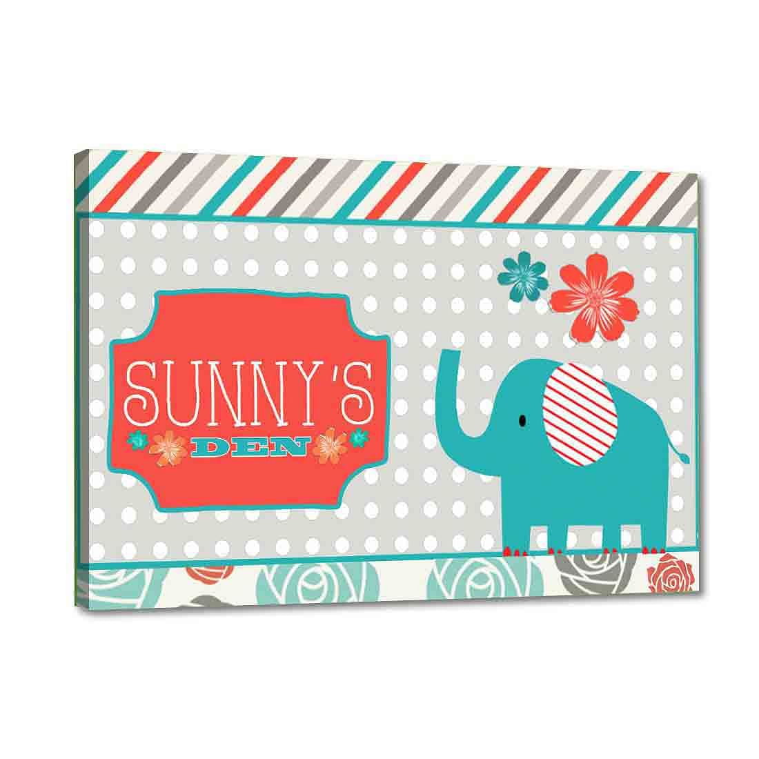 Custom Kids Door Name Board - Cute Eelphant