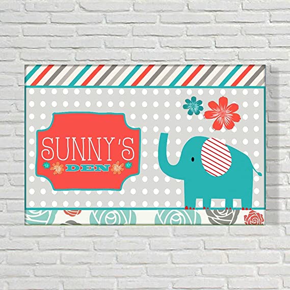 Custom Kids Door Name Board - Cute Eelphant - Image 2