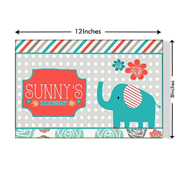 Custom Kids Door Name Board - Cute Eelphant - Image 3