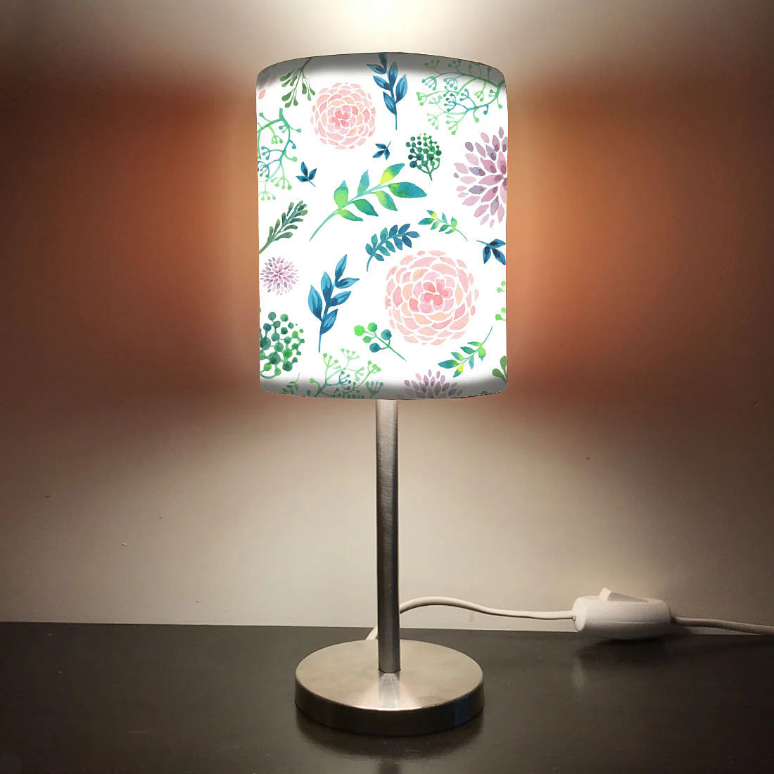 Floral Design Kids Room Bedside Small Lamp