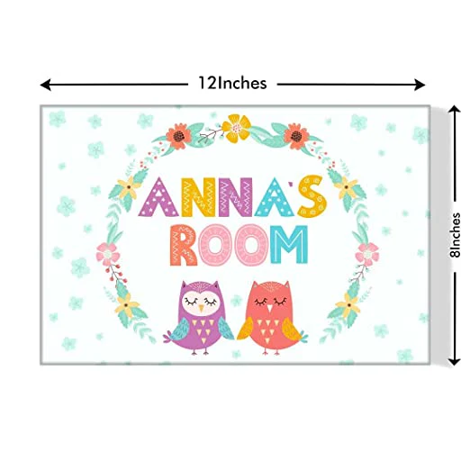 Kids Custom Room Name Plate - Floral & Owl - Image 3