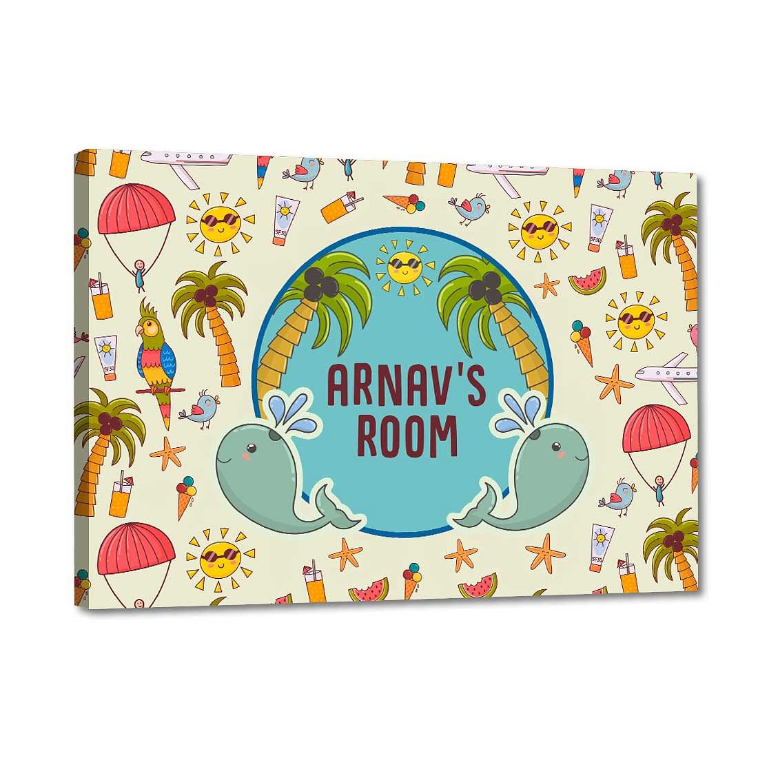 Custom-Made Kids Door Name Plate - Summer Time
