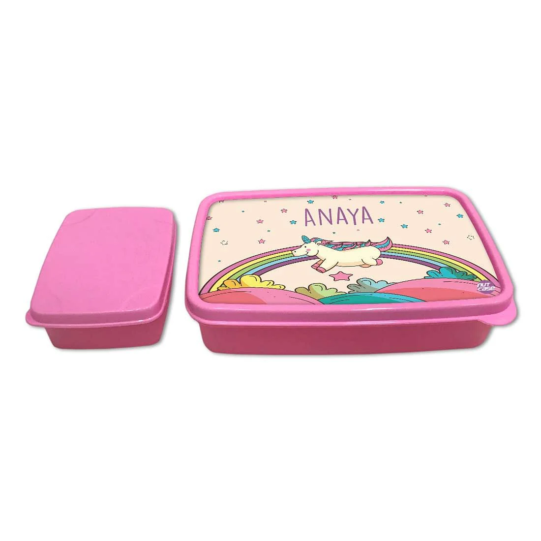 Personalised Snack Box for Kids Plastic Lunch Box for Girls - Rainbow - Image 4