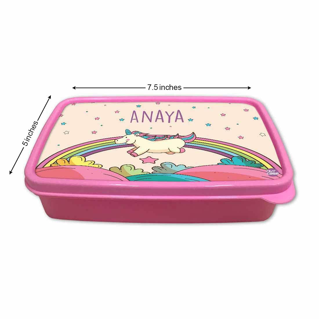 Personalised Snack Box for Kids Plastic Lunch Box for Girls - Rainbow - Image 5