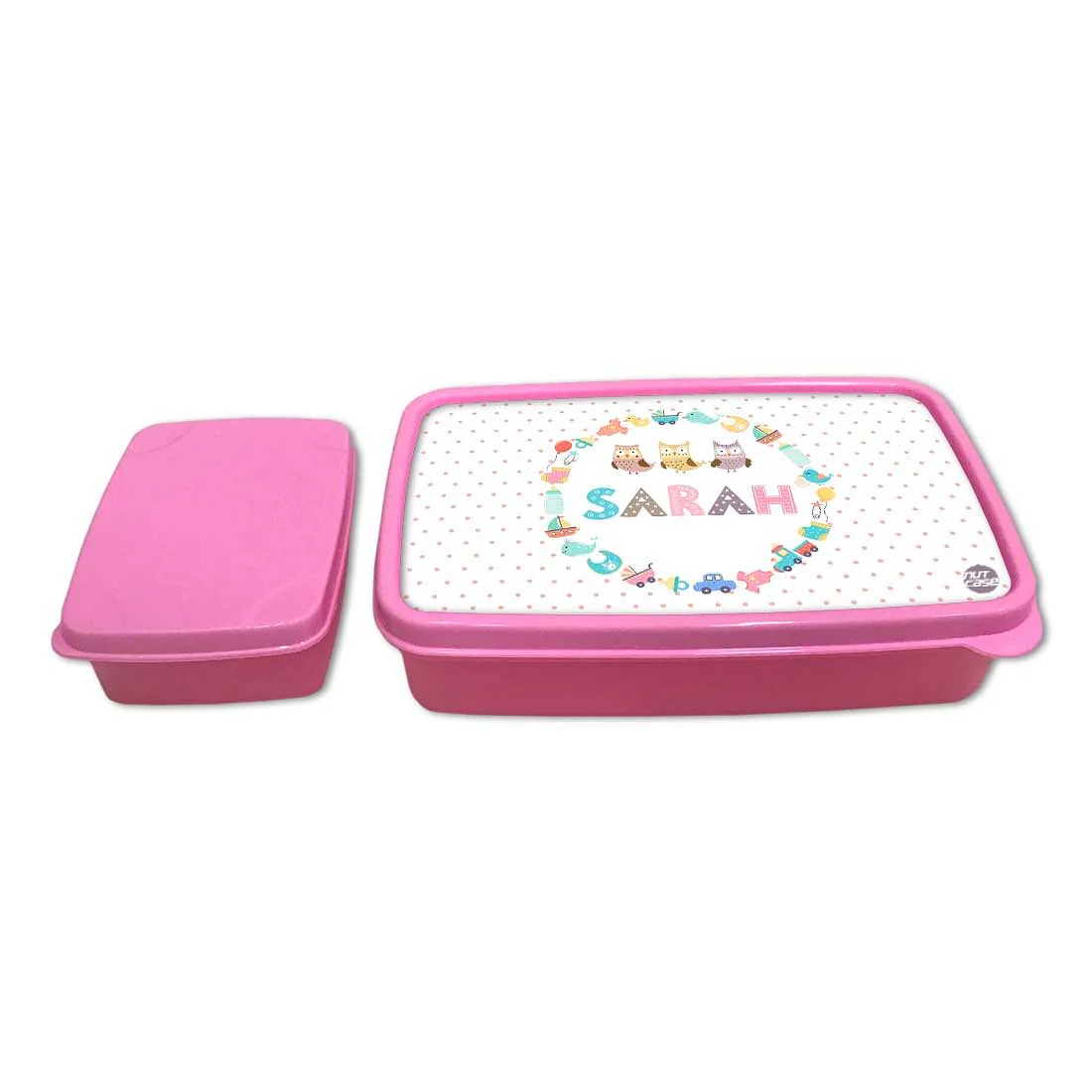 Customize Tiffin Box for Girls With Add Name - Toys & Owls - Image 4