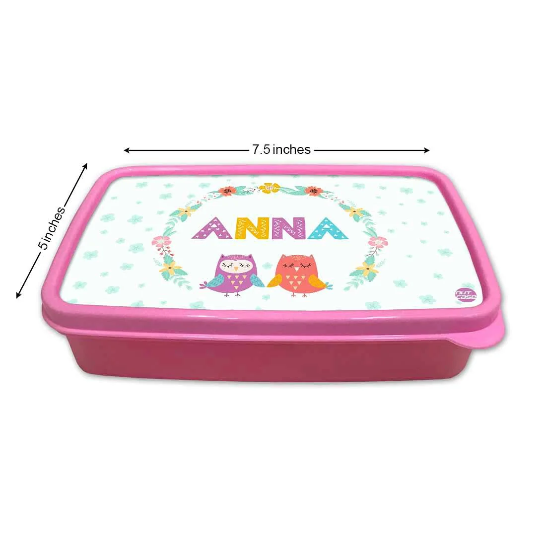 Personalized Snack Box for Kids Plastic Lunch Box for Girls -Floral & Owl - Image 5