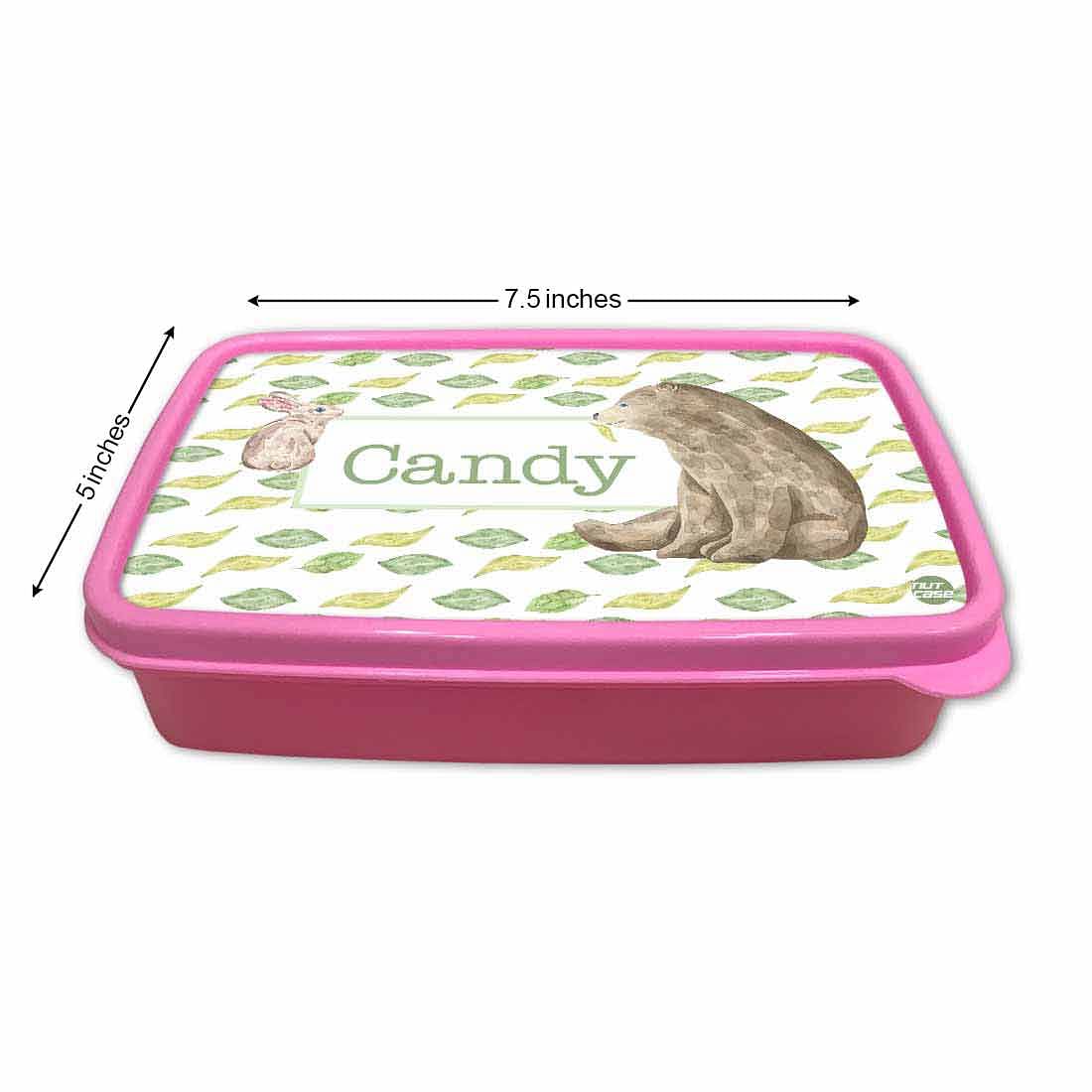 Custom Lunch Box With Name for Girl Snack Containers - Bear & Rabbit - Image 5