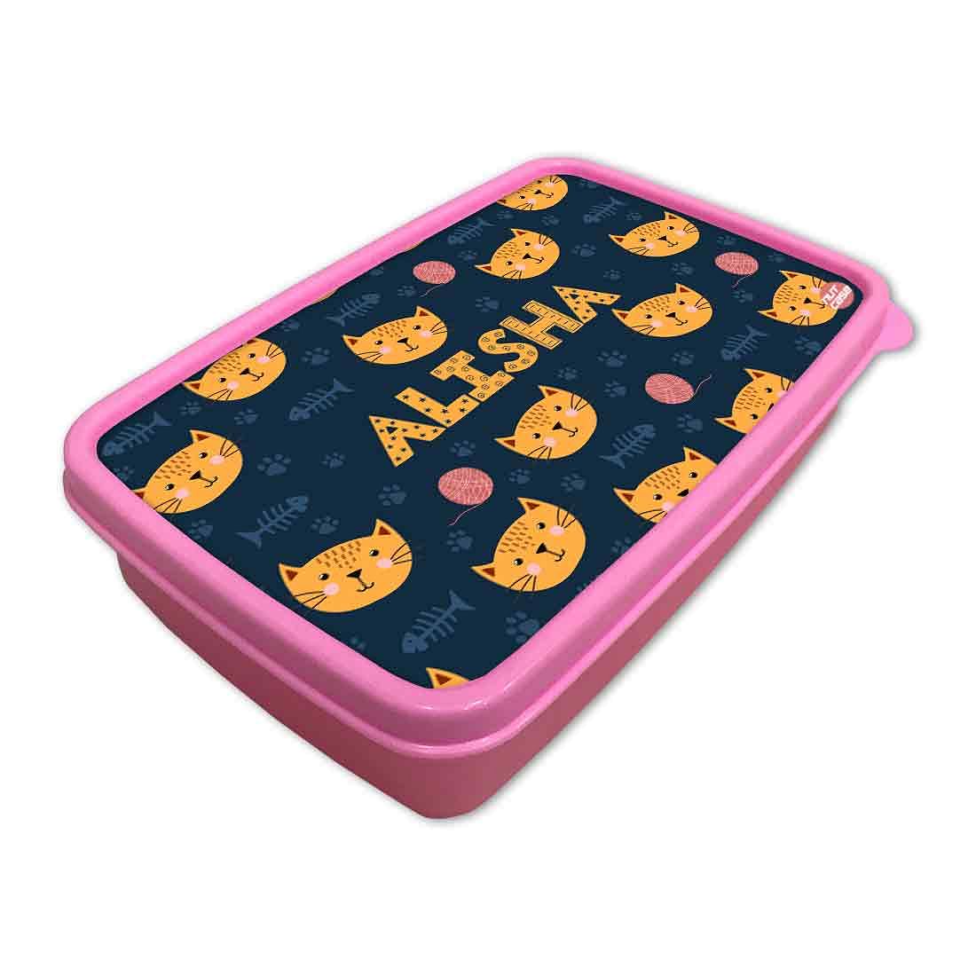 Personalized Snack Box for Kids Plastic Lunch Box for Girls -Cute Little Cat - Image 2