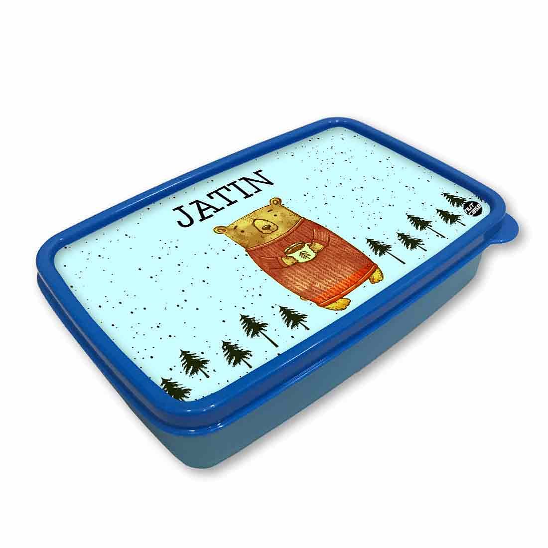 Personalized Snack Box for Kids Plastic Lunch Box for Boys - Cute Bear - Image 2