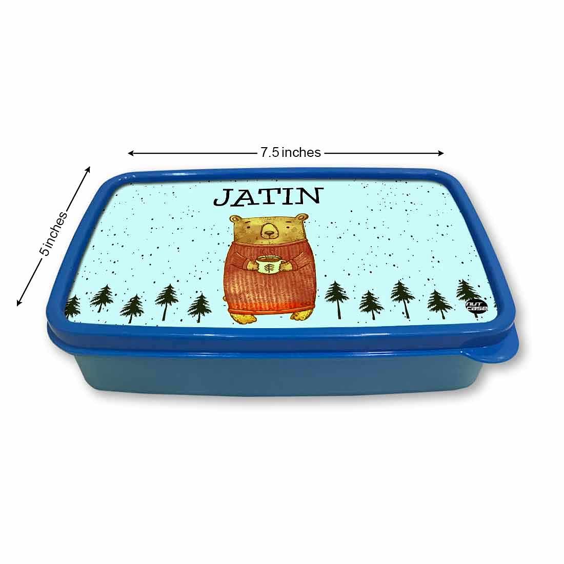 Personalized Snack Box for Kids Plastic Lunch Box for Boys - Cute Bear - Image 5
