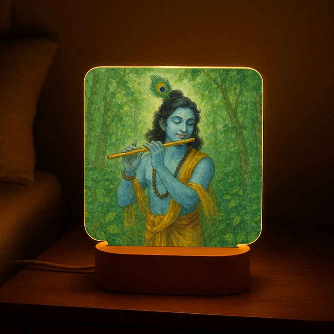 Krishna LED Light with Wooden Base – Divine Night Lamp for Home Temple & Decor - Image 4