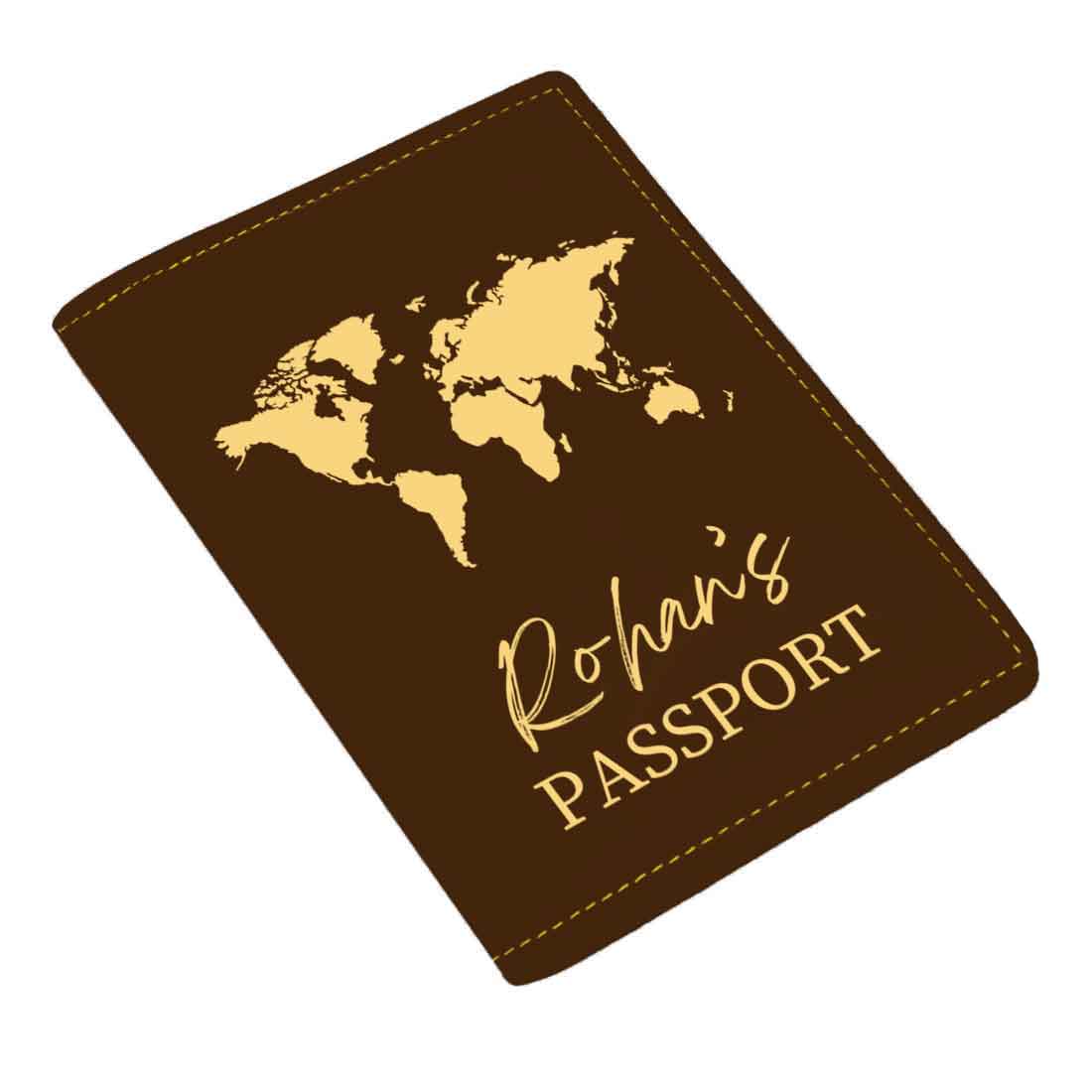 Leather Passport Holder Customized with Name Design Passport Cover and Luggage Tag Set - MAP - Image 36