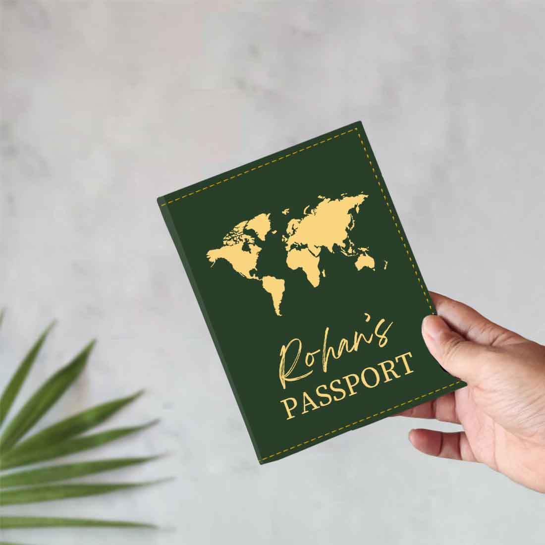 Leather Passport Holder Customized with Name Design Passport Cover and Luggage Tag Set - MAP - Image 42