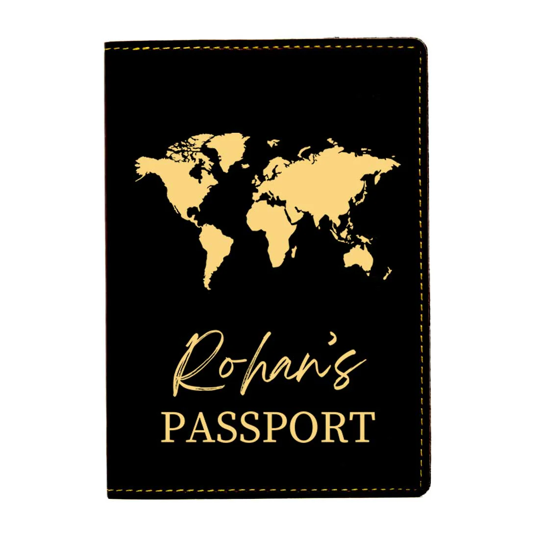 Leather Passport Holder Customized with Name Design Passport Cover and Luggage Tag Set - MAP - Image 8