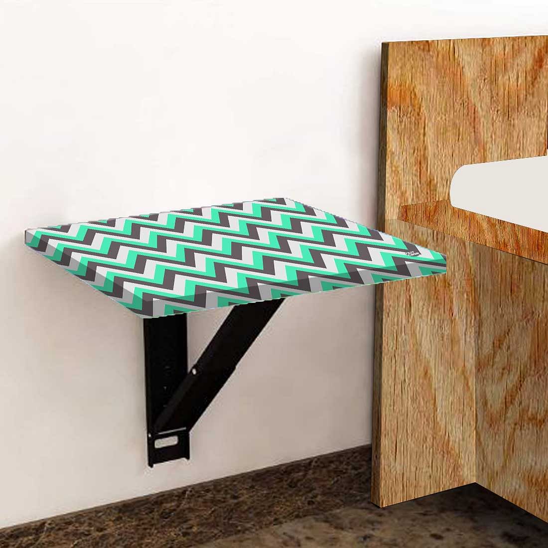 Bedside Table for Bedroom Small - Mint and Gray Chevron