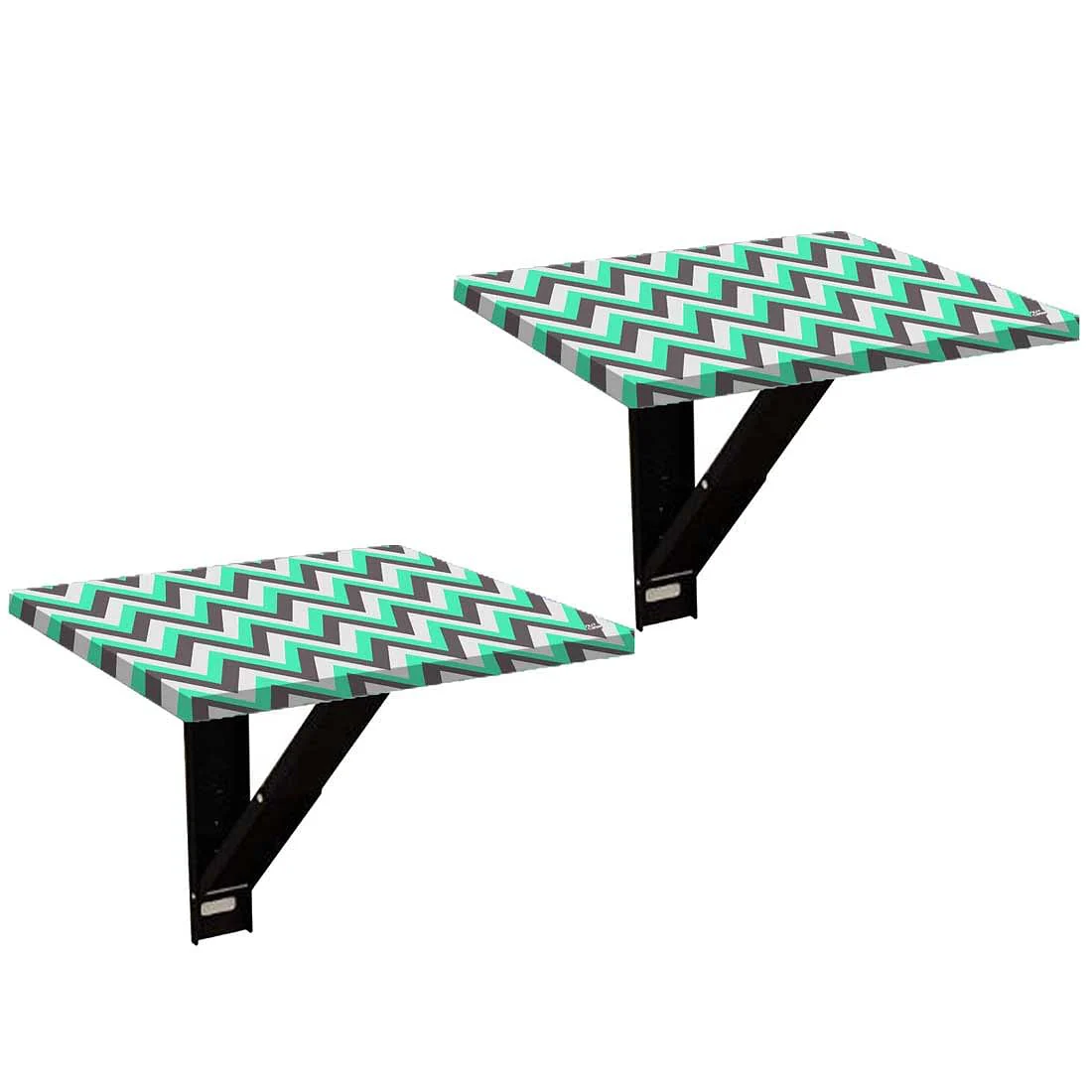 Bedside Table for Bedroom Small - Mint and Gray Chevron - Image 2
