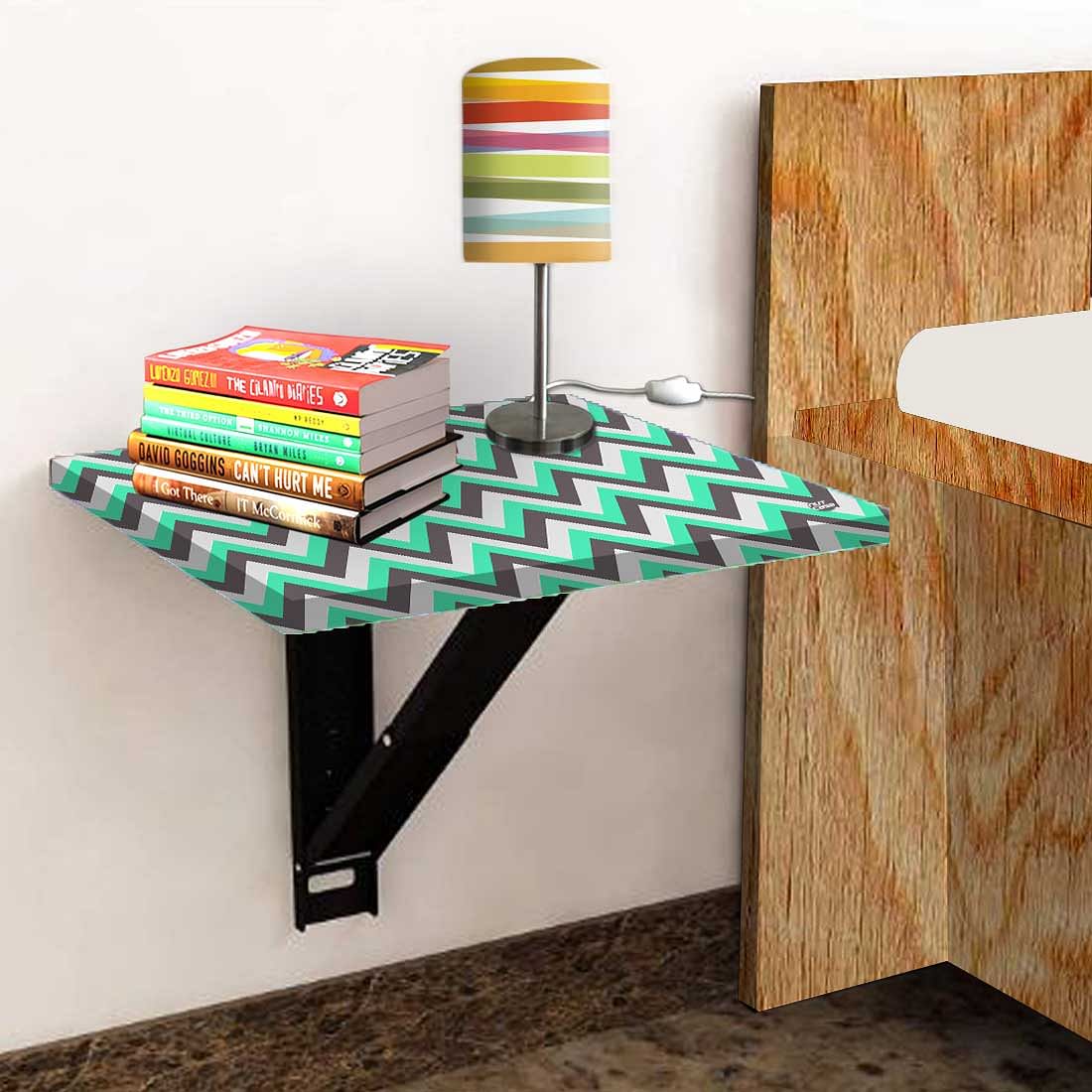 Bedside Table for Bedroom Small - Mint and Gray Chevron - Image 4