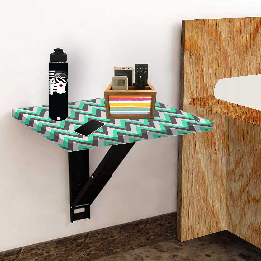 Bedside Table for Bedroom Small - Mint and Gray Chevron - Image 5